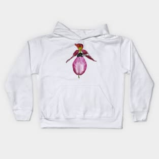 Magnificent Frigatebird + Lady Slipper Orchid Kids Hoodie